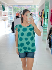 BLUSA VERDE/MORADA ESTAMPADA